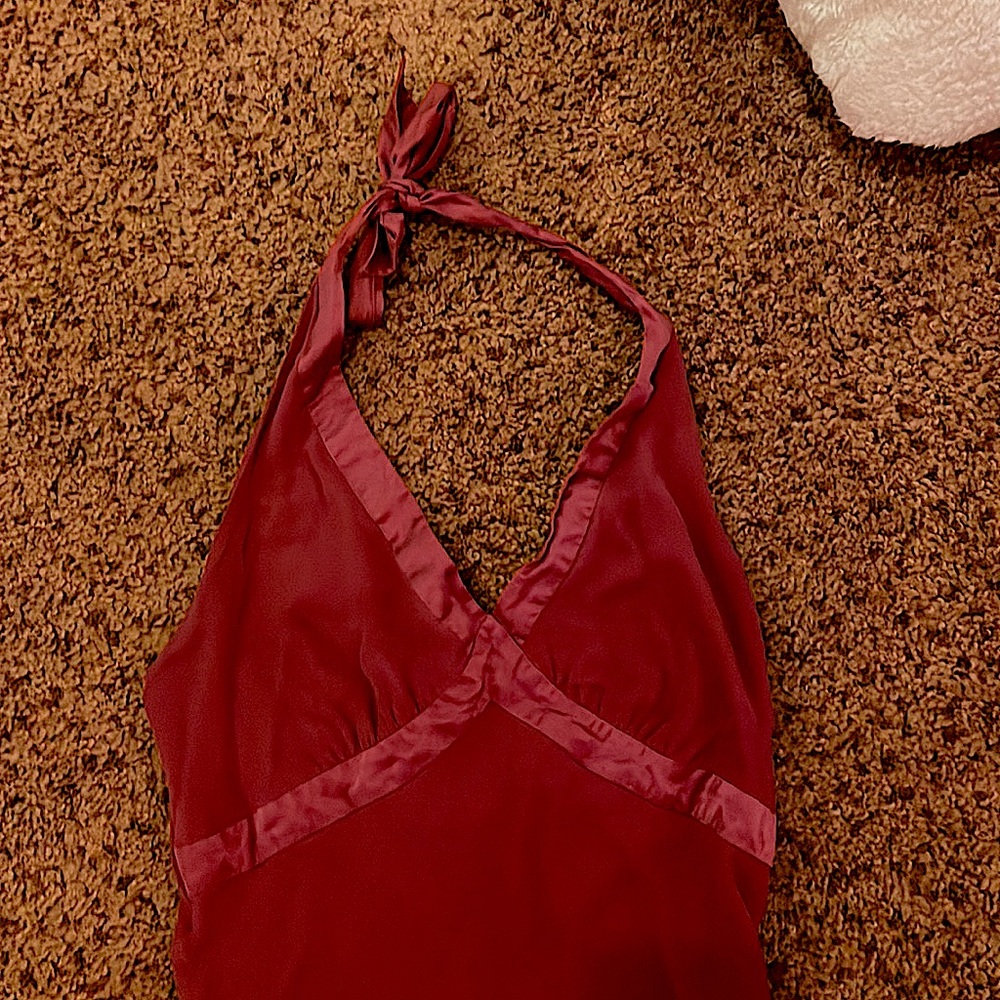 Cute red layered dress.